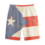 Retro Puerto Rican Flag Print Cotton Shorts