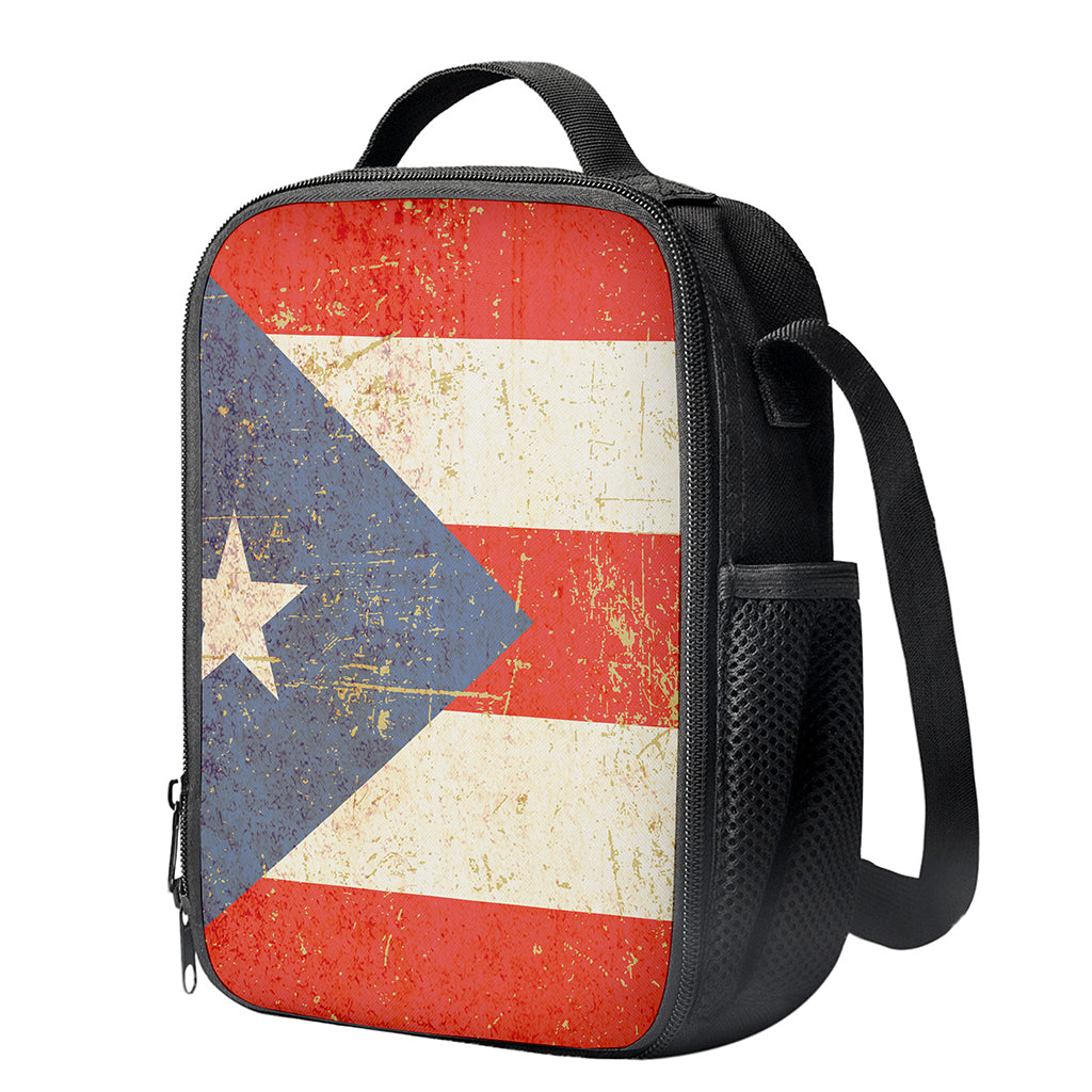 Retro Puerto Rican Flag Print Crossbody Lunch Bag