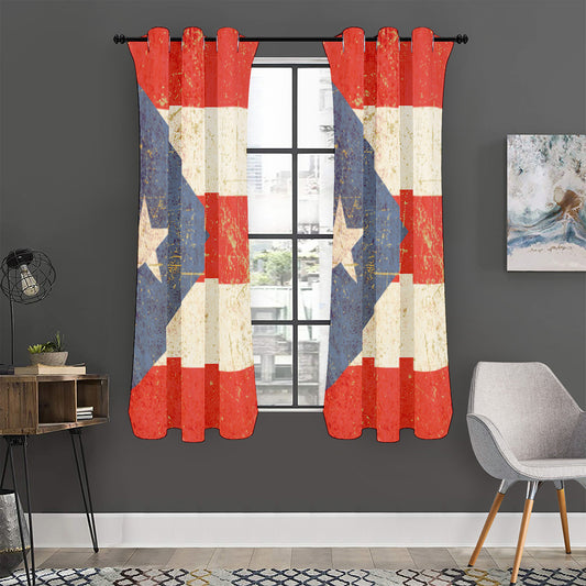 Retro Puerto Rican Flag Print Curtain