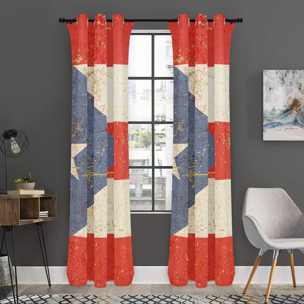 Retro Puerto Rican Flag Print Curtain
