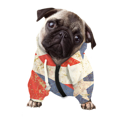 Retro Puerto Rican Flag Print Dog Zip Up Hoodie