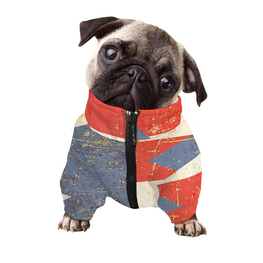 Retro Puerto Rican Flag Print Dog Zip Up Jacket