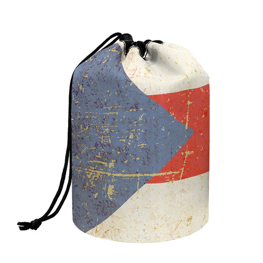 Retro Puerto Rican Flag Print Drawstring Makeup Bag