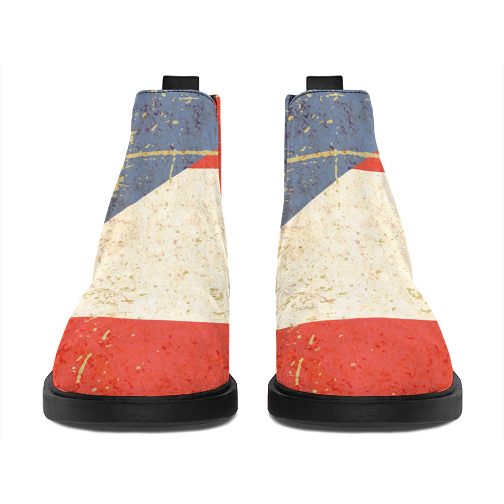 Retro Puerto Rican Flag Print Flat Ankle Boots