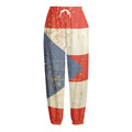 Retro Puerto Rican Flag Print Fleece Lined Knit Pants