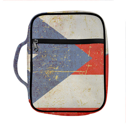 Retro Puerto Rican Flag Print Front Pocket Bible Bag