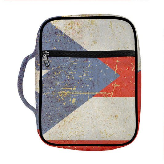 Retro Puerto Rican Flag Print Front Pocket Bible Bag