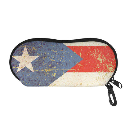 Retro Puerto Rican Flag Print Glasses Case