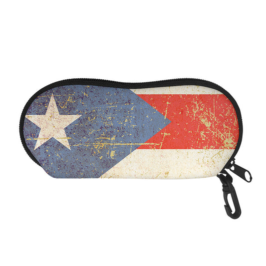 Retro Puerto Rican Flag Print Glasses Case