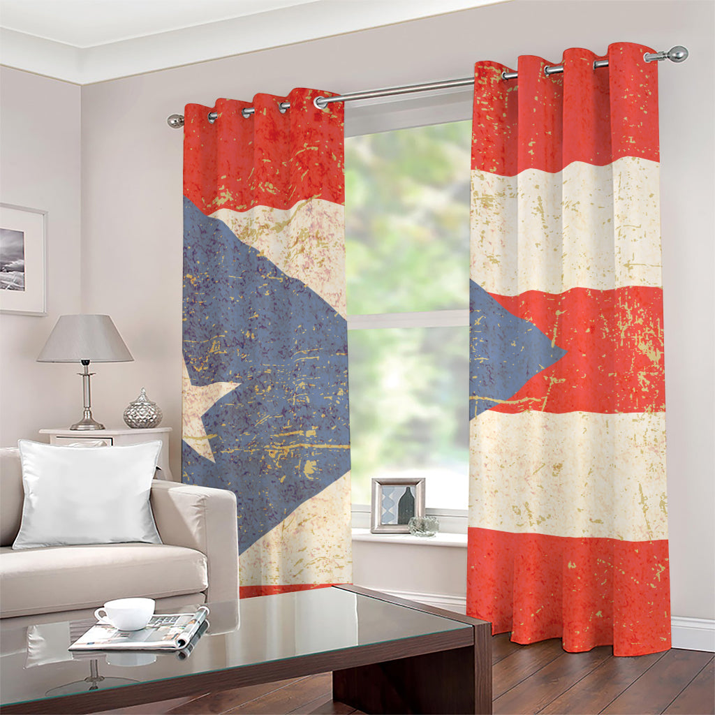 Retro Puerto Rican Flag Print Grommet Curtains