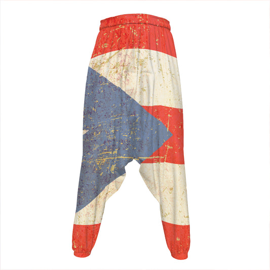 Retro Puerto Rican Flag Print Hammer Pants