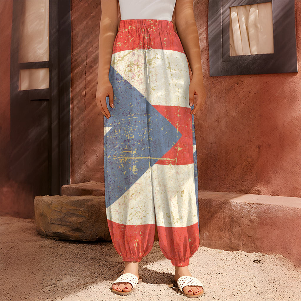 Retro Puerto Rican Flag Print Harem Pants