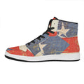 Retro Puerto Rican Flag Print High Top Leather Sneakers