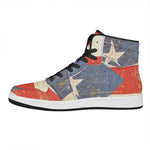 Retro Puerto Rican Flag Print High Top Leather Sneakers