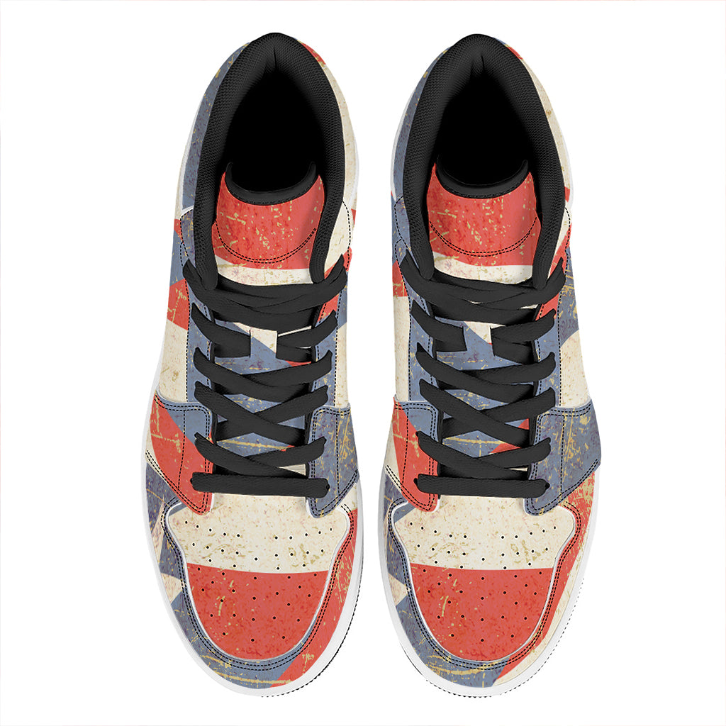 Retro Puerto Rican Flag Print High Top Leather Sneakers