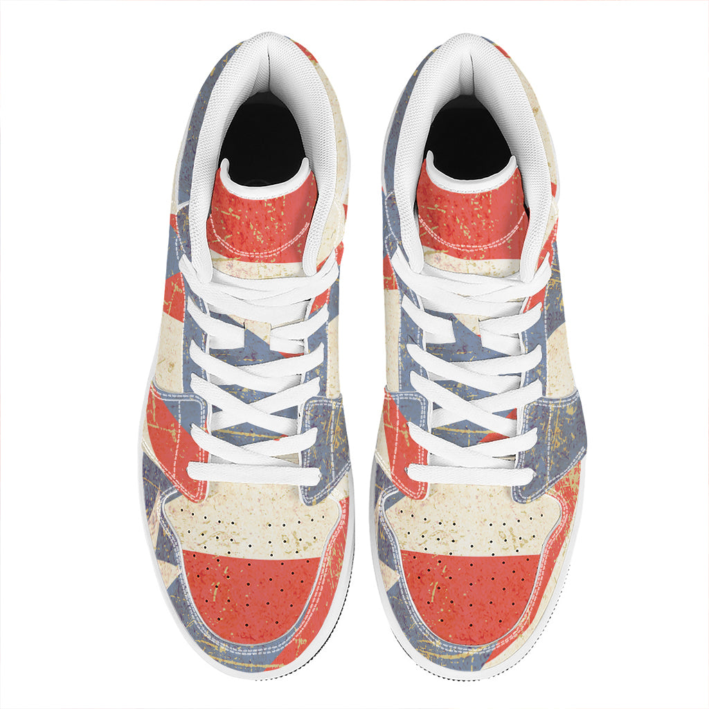 Retro Puerto Rican Flag Print High Top Leather Sneakers