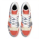 Retro Puerto Rican Flag Print High Top Leather Sneakers