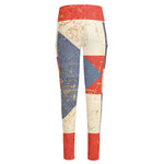 Retro Puerto Rican Flag Print High-Waisted Pocket Leggings