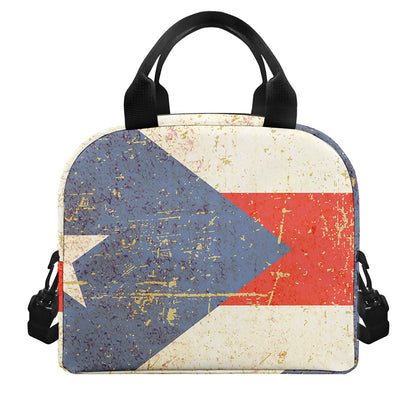 Retro Puerto Rican Flag Print Insulated Lunch Bag