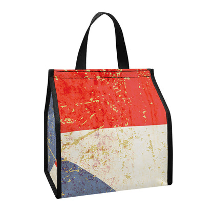 Retro Puerto Rican Flag Print Insulated Lunch Tote