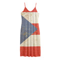 Retro Puerto Rican Flag Print Jersey Midi Cami Dress