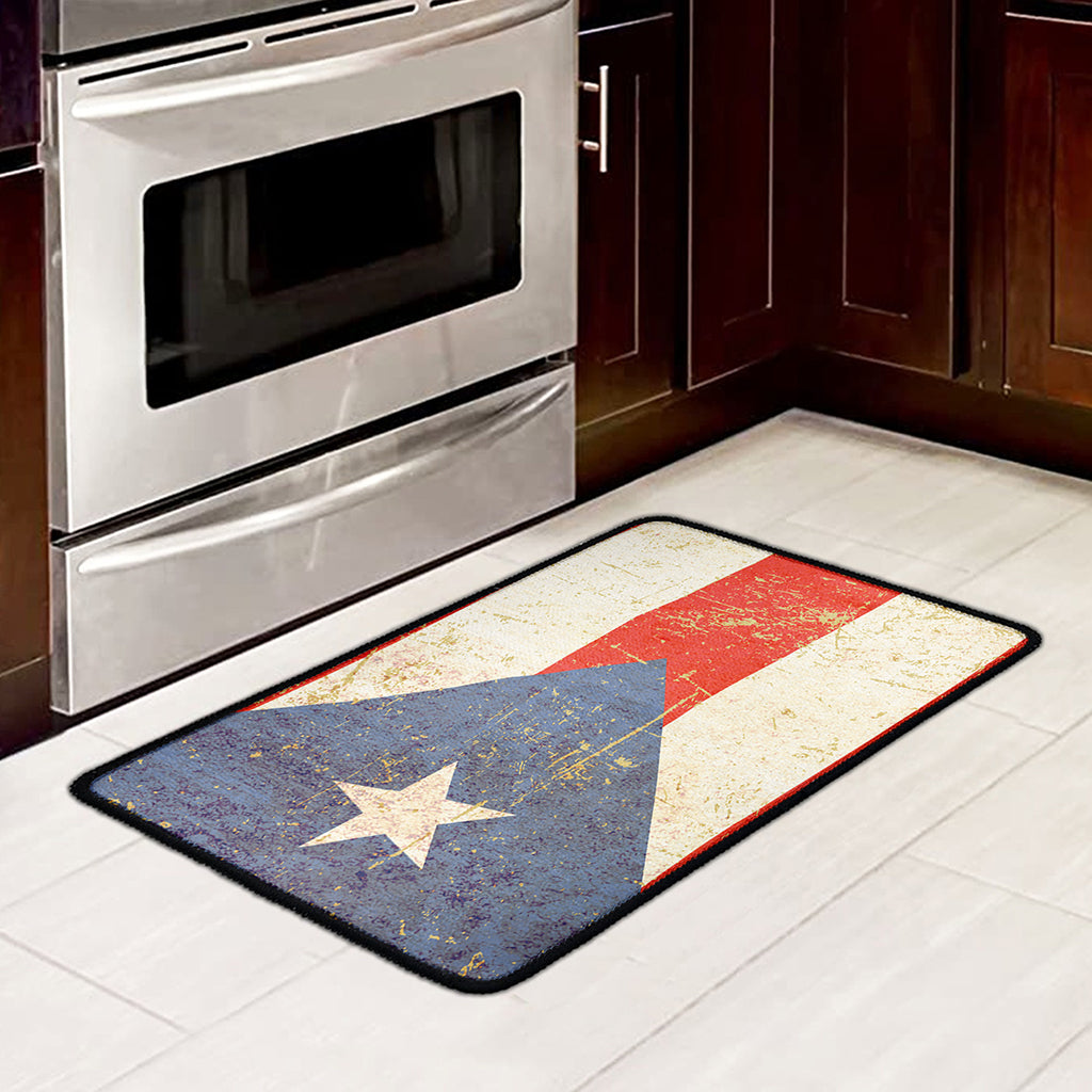 Retro Puerto Rican Flag Print Kitchen Mat