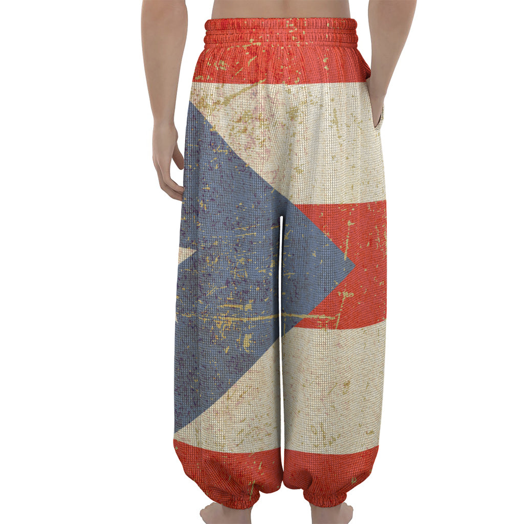 Retro Puerto Rican Flag Print Lantern Pants