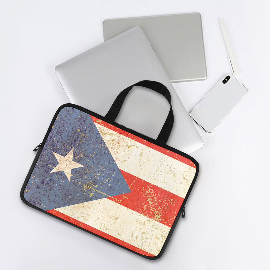 Retro Puerto Rican Flag Print Laptop Sleeve With Handle