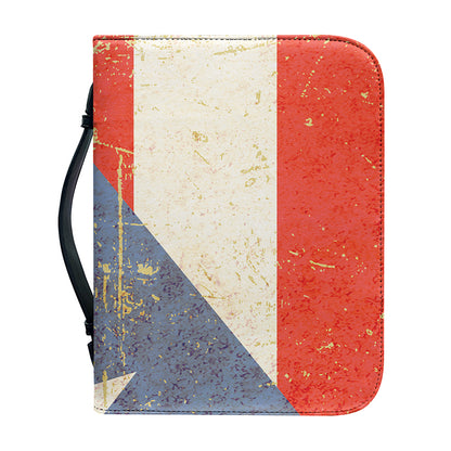 Retro Puerto Rican Flag Print Leather Bible Cover