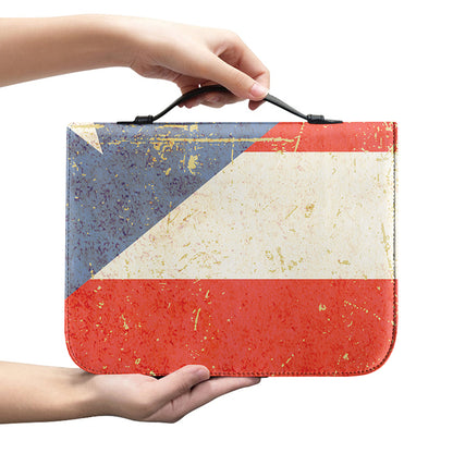 Retro Puerto Rican Flag Print Leather Bible Cover