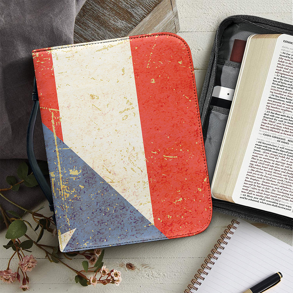 Retro Puerto Rican Flag Print Leather Bible Cover