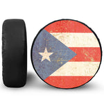 Retro Puerto Rican Flag Print Leather Spare Tire Cover
