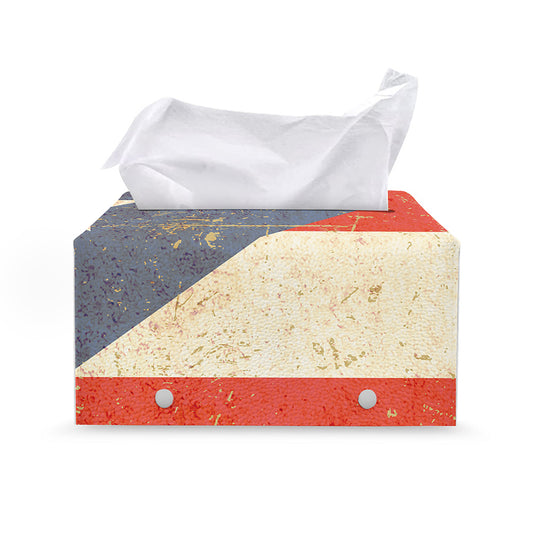 Retro Puerto Rican Flag Print Leather Tissue Box Cover