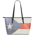 Retro Puerto Rican Flag Print Leather Tote Bag With Zipper