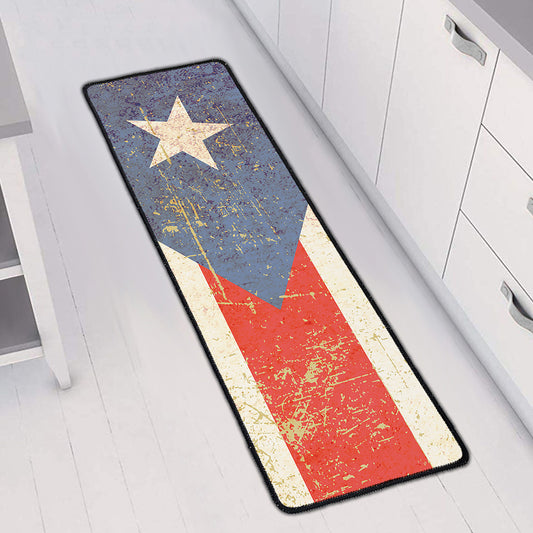 Retro Puerto Rican Flag Print Long Kitchen Mat