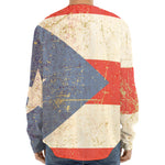Retro Puerto Rican Flag Print Long Sleeve Baseball Jersey