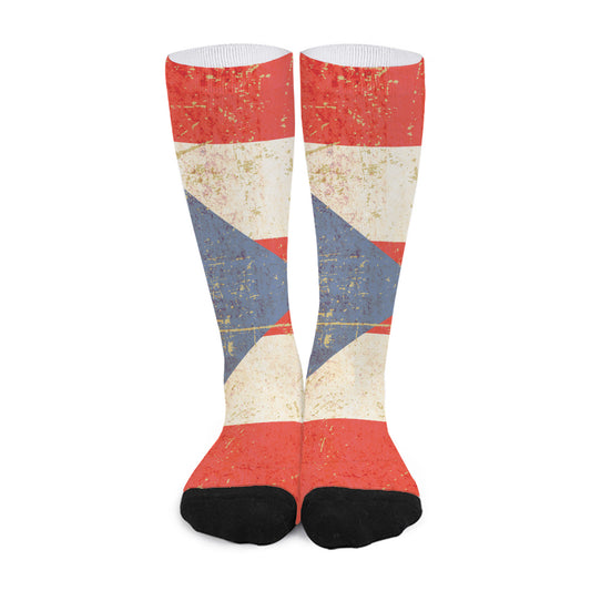 Retro Puerto Rican Flag Print Long Socks