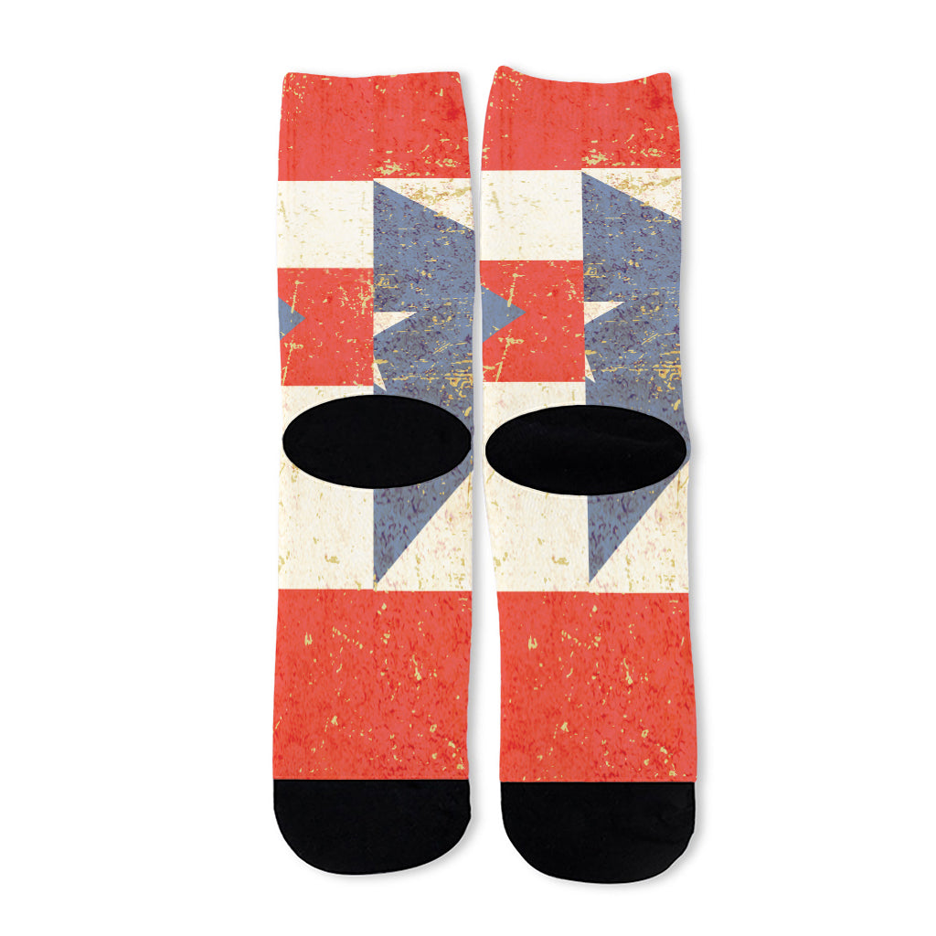 Retro Puerto Rican Flag Print Long Socks