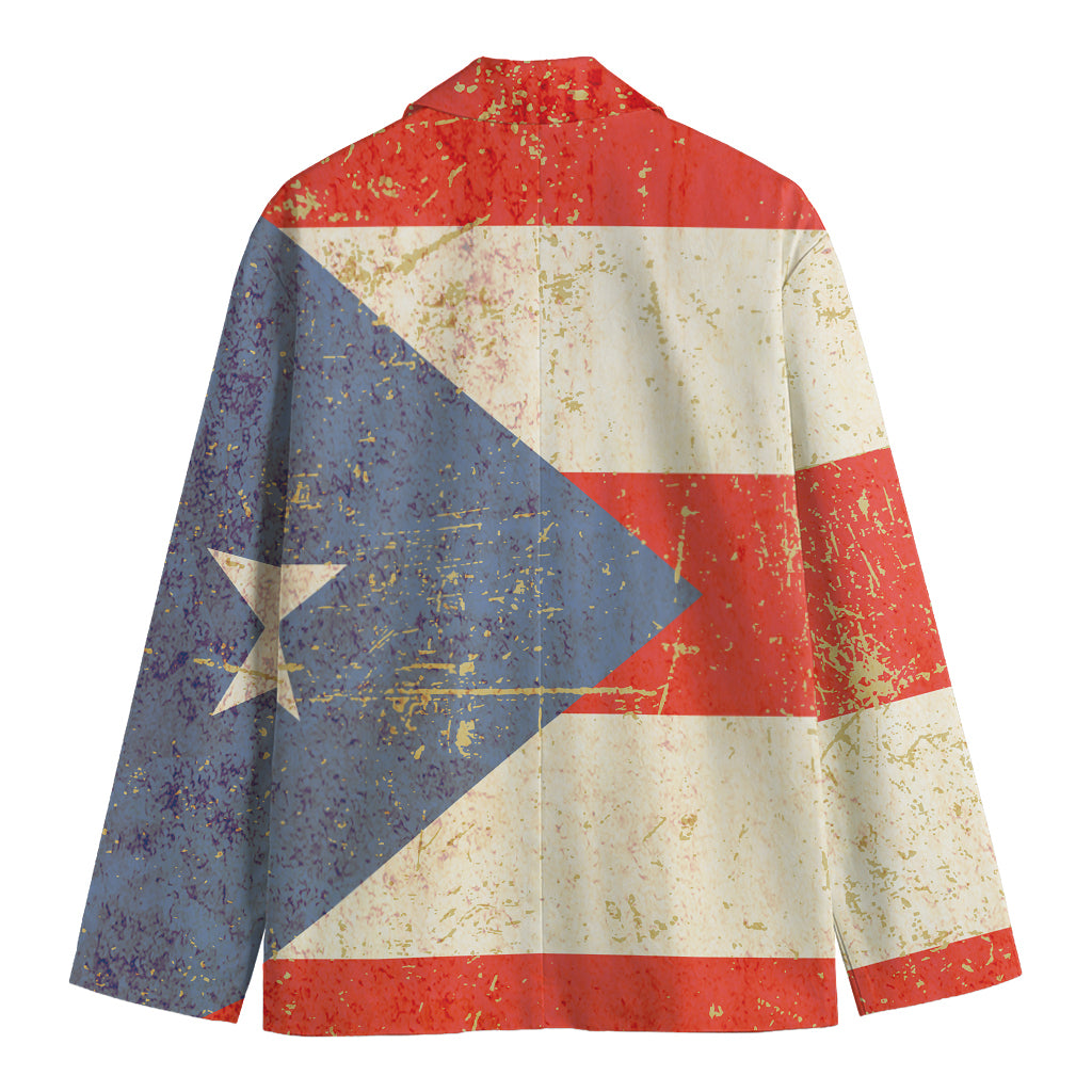 Retro Puerto Rican Flag Print Men's Blazer