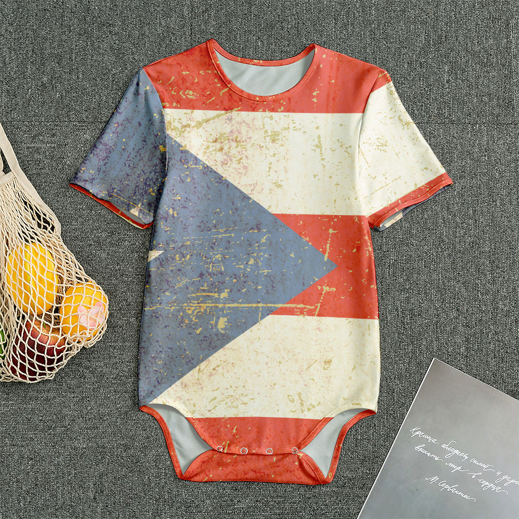 Retro Puerto Rican Flag Print Men's Bodysuit