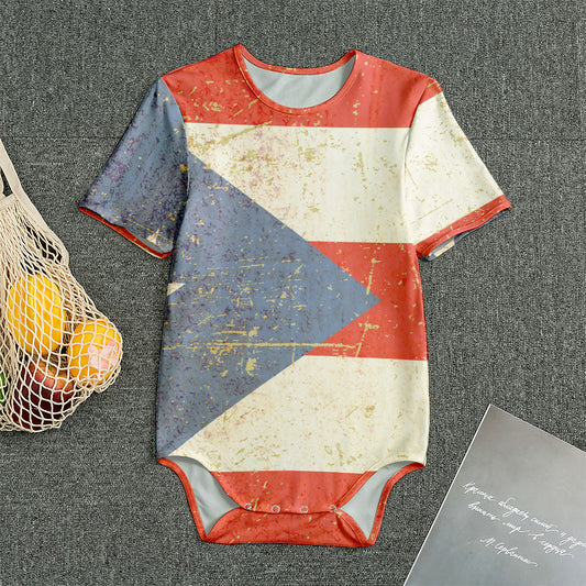 Retro Puerto Rican Flag Print Men's Bodysuit