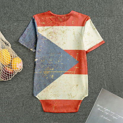 Retro Puerto Rican Flag Print Men's Bodysuit