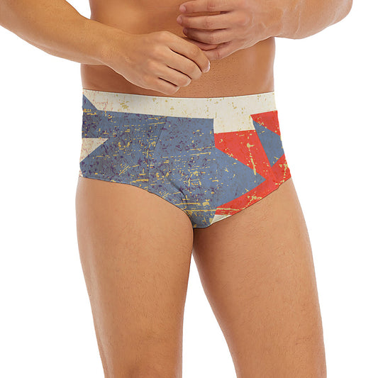 Retro Puerto Rican Flag Print Men's Briefs