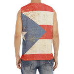 Retro Puerto Rican Flag Print Men's Fitness Tank Top