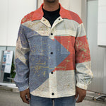Retro Puerto Rican Flag Print Men's Shirt Jacket