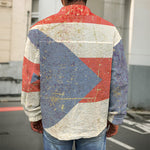 Retro Puerto Rican Flag Print Men's Shirt Jacket
