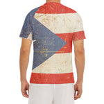 Retro Puerto Rican Flag Print Men's Short Sleeve Rash Guard