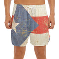 Retro Puerto Rican Flag Print Men's Split Running Shorts