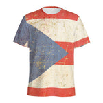 Retro Puerto Rican Flag Print Men's Sports T-Shirt