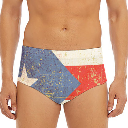 Retro Puerto Rican Flag Print Men's Triangle Swim Briefs